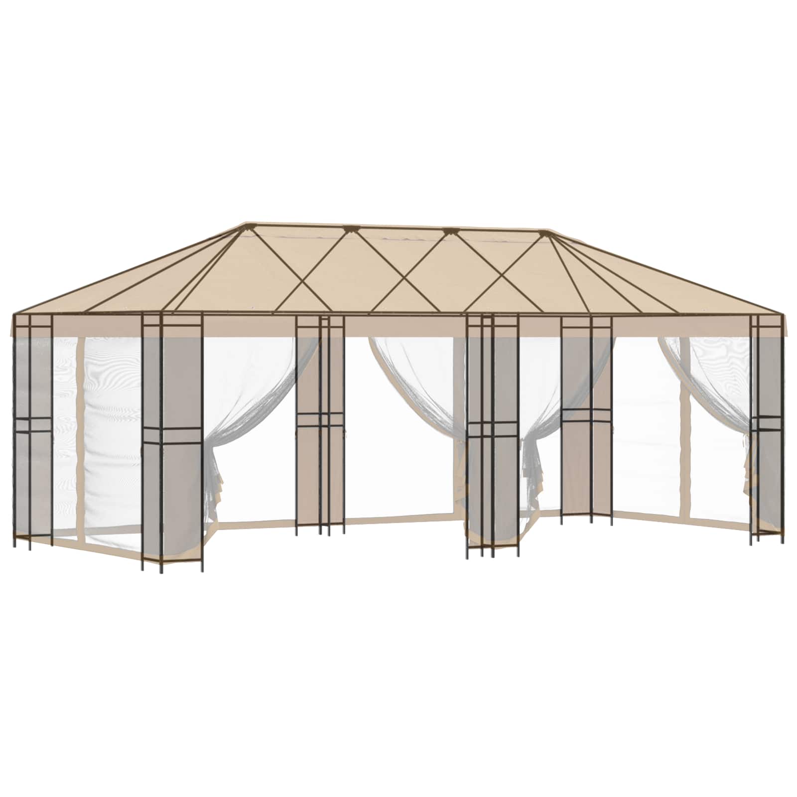 Σκελετός Γκαζebo 6 x 3 m Μαύρο Ατσάλι - Pakobazaar