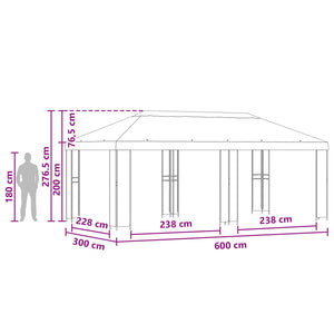 Κήπος Γκαζebo 6 x 3 m Κρεμ Πολυεστέρας και Χάλυβας 190 - Pakobazaar