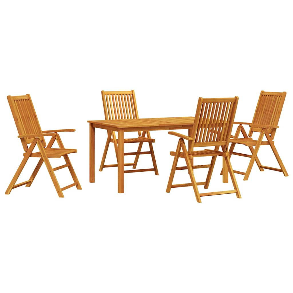 Σέτ φαγητού για κήπο Πτυσσόμενο 5 pcs Καφέ Στερεό Ξύλο Ακακίας