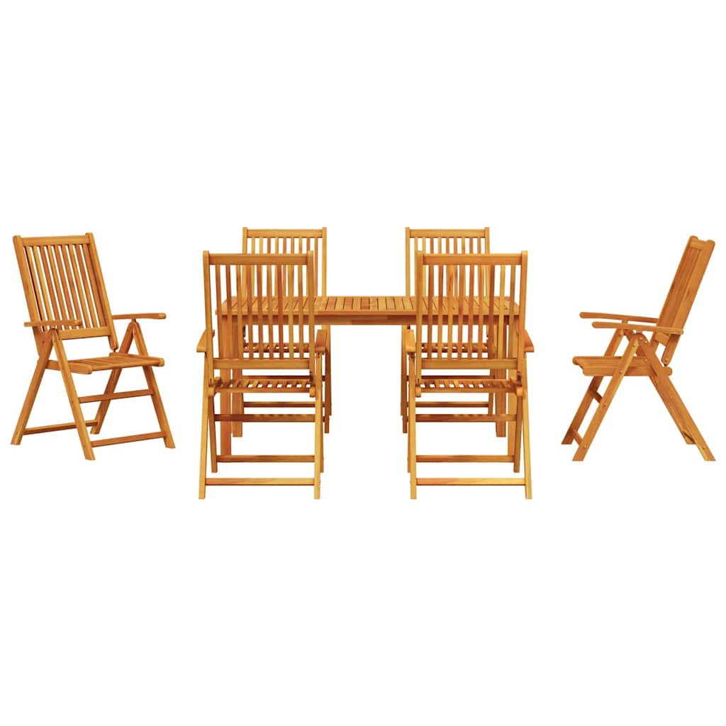 Σέτ φαγητού για κήπο Πτυσσόμενο 7 pcs Καφέ Στερεό Ξύλο Ακακίας