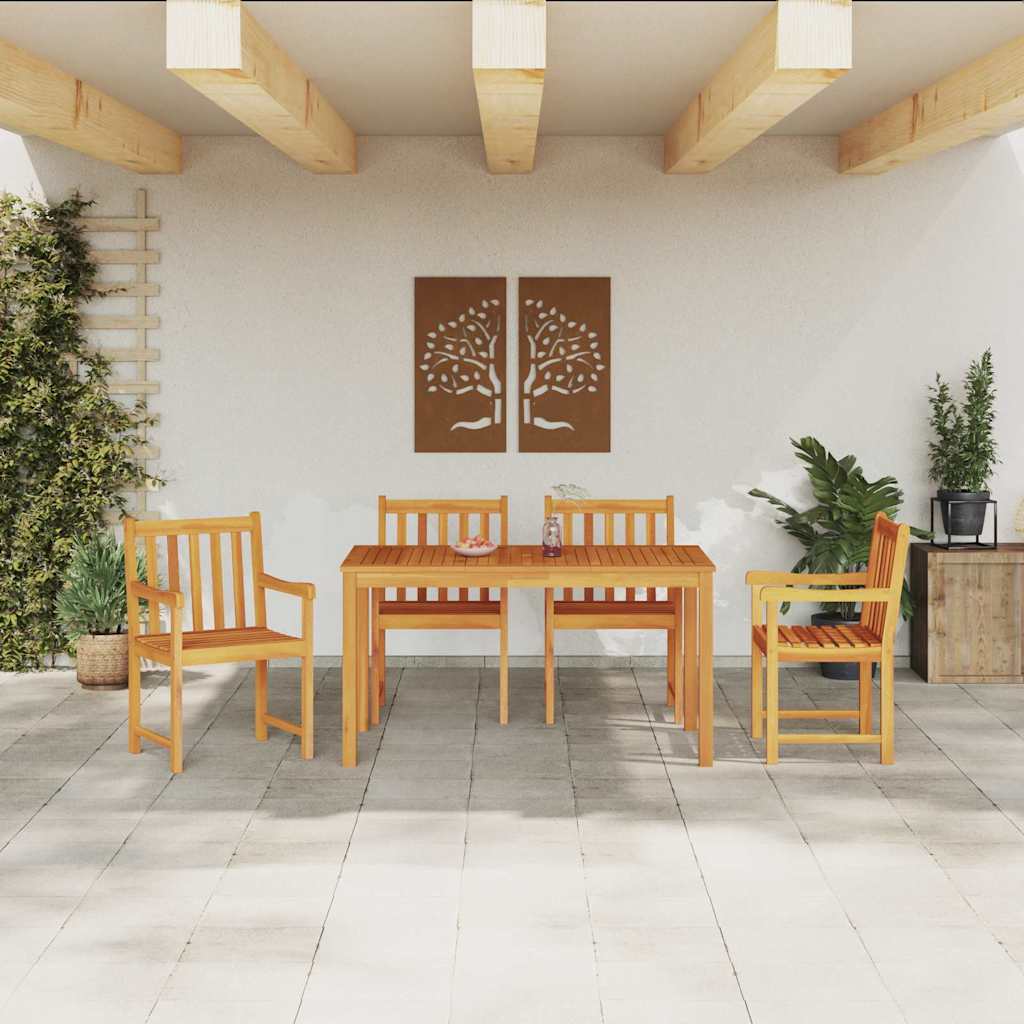Σέτ φαγητού για κήπο 5 pcs Καφέ Στερεό Ξύλο Ακακίας