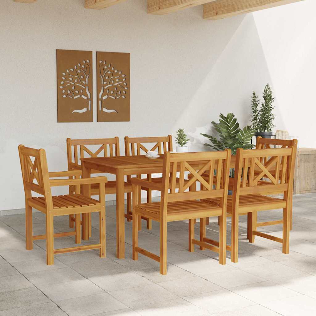 Σέτ φαγητού για κήπο 7 pcs Καφέ Στερεό Ξύλο Ακακίας - Pakobazaar