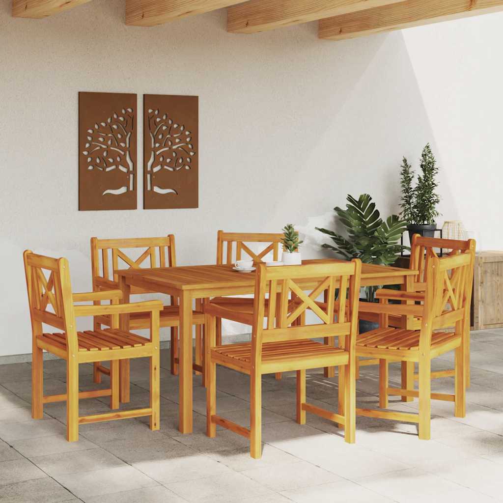 Σέτ φαγητού για κήπο 7 pcs Καφέ Στερεό Ξύλο Ακακίας