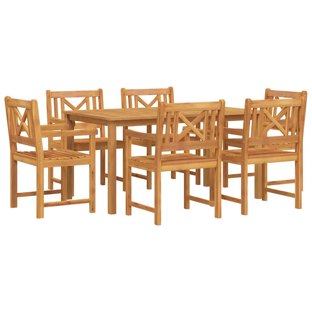 Σέτ φαγητού για κήπο 7 pcs Καφέ Στερεό Ξύλο Ακακίας