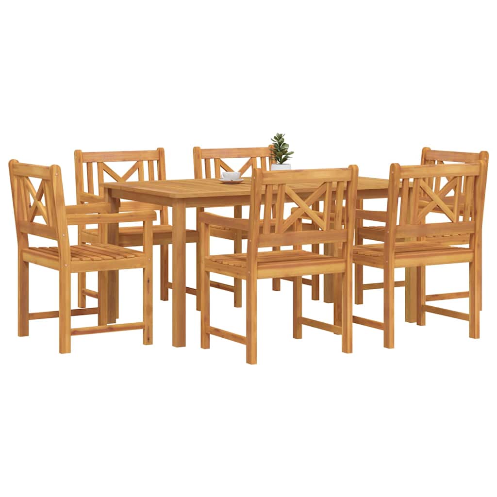 Σέτ φαγητού για κήπο 7 pcs Καφέ Στερεό Ξύλο Ακακίας