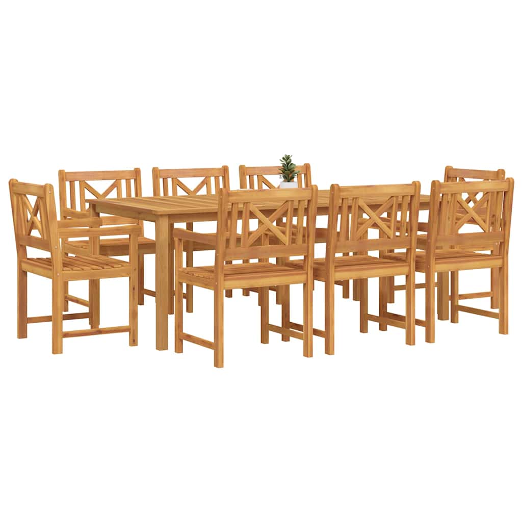 Σέτ φαγητού για κήπο 9 pcs Καφέ Στερεό Ξύλο Ακακίας