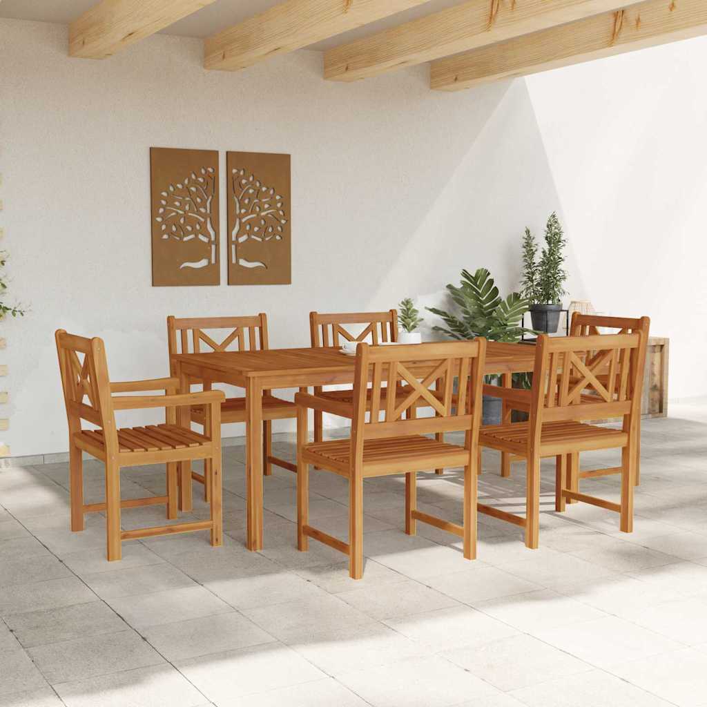 Σέτ φαγητού για κήπο 7 pcs Καφέ Στερεό Ξύλο Ακακίας - Pakobazaar