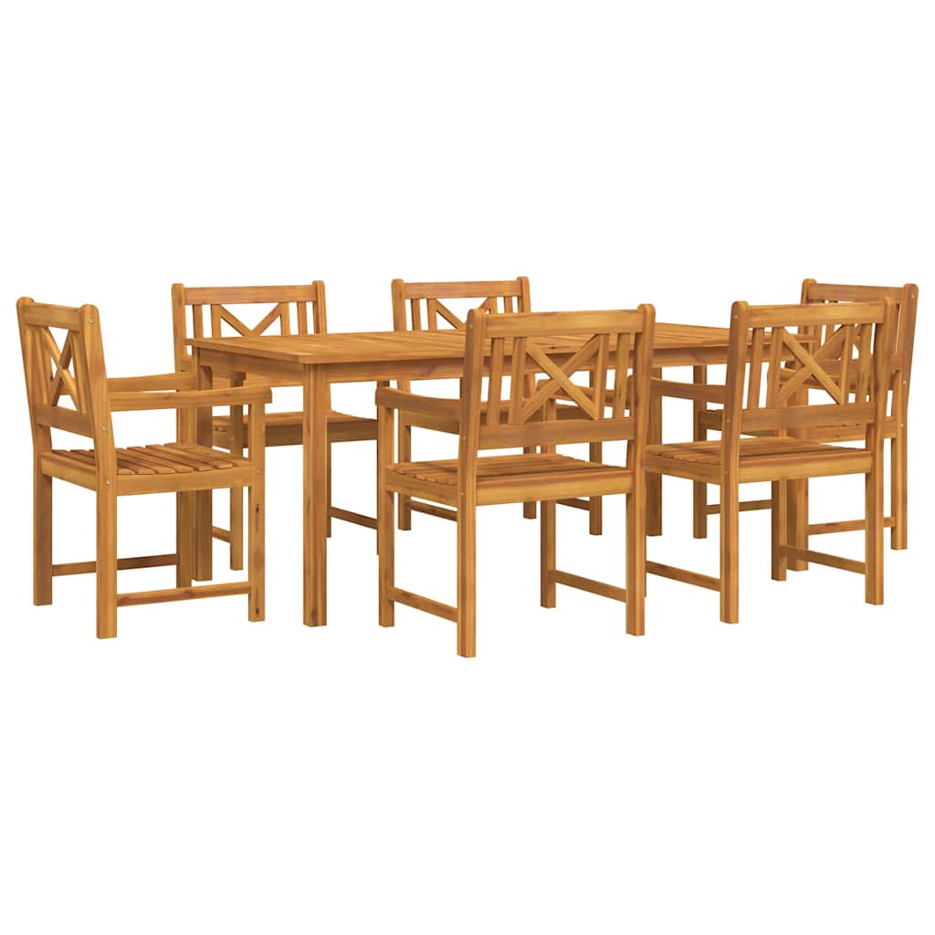 Σέτ φαγητού για κήπο 7 pcs Καφέ Στερεό Ξύλο Ακακίας - Pakobazaar