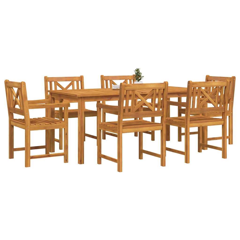 Σέτ φαγητού για κήπο 7 pcs Καφέ Στερεό Ξύλο Ακακίας - Pakobazaar