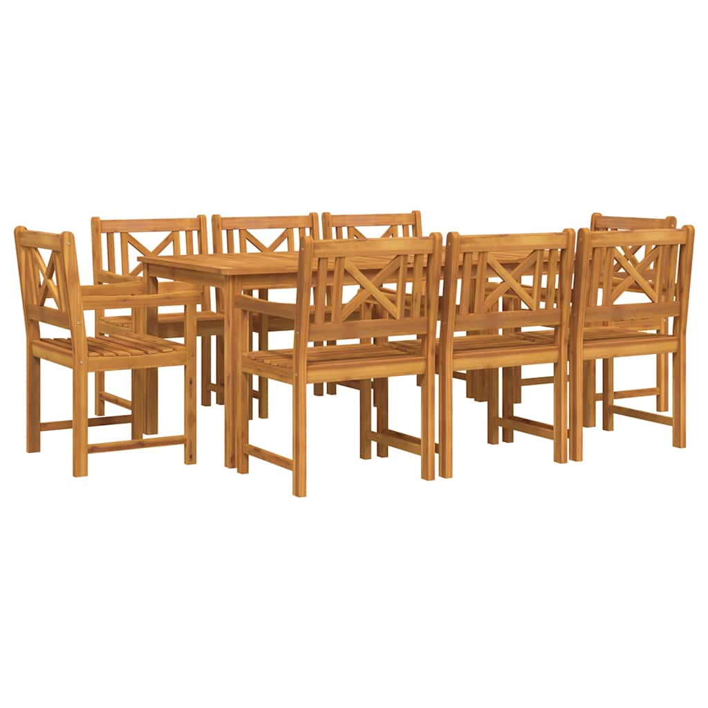 Σέτ φαγητού για κήπο 9 pcs Καφέ Στερεό Ξύλο Ακακίας - Pakobazaar