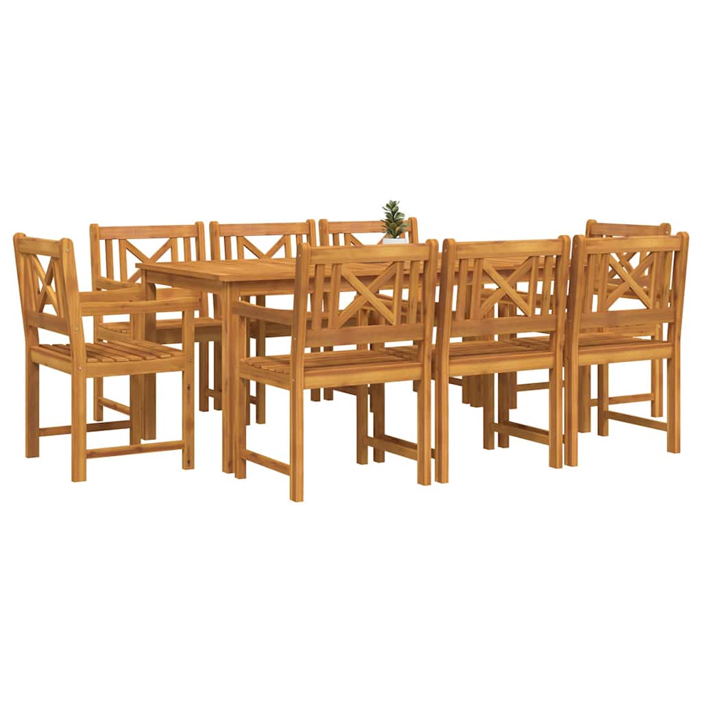 Σέτ φαγητού για κήπο 9 pcs Καφέ Στερεό Ξύλο Ακακίας - Pakobazaar