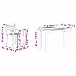 Σέτ φαγητού για κήπο 3 τμχ. Καφέ Στερεό Ξύλο Ακακίας