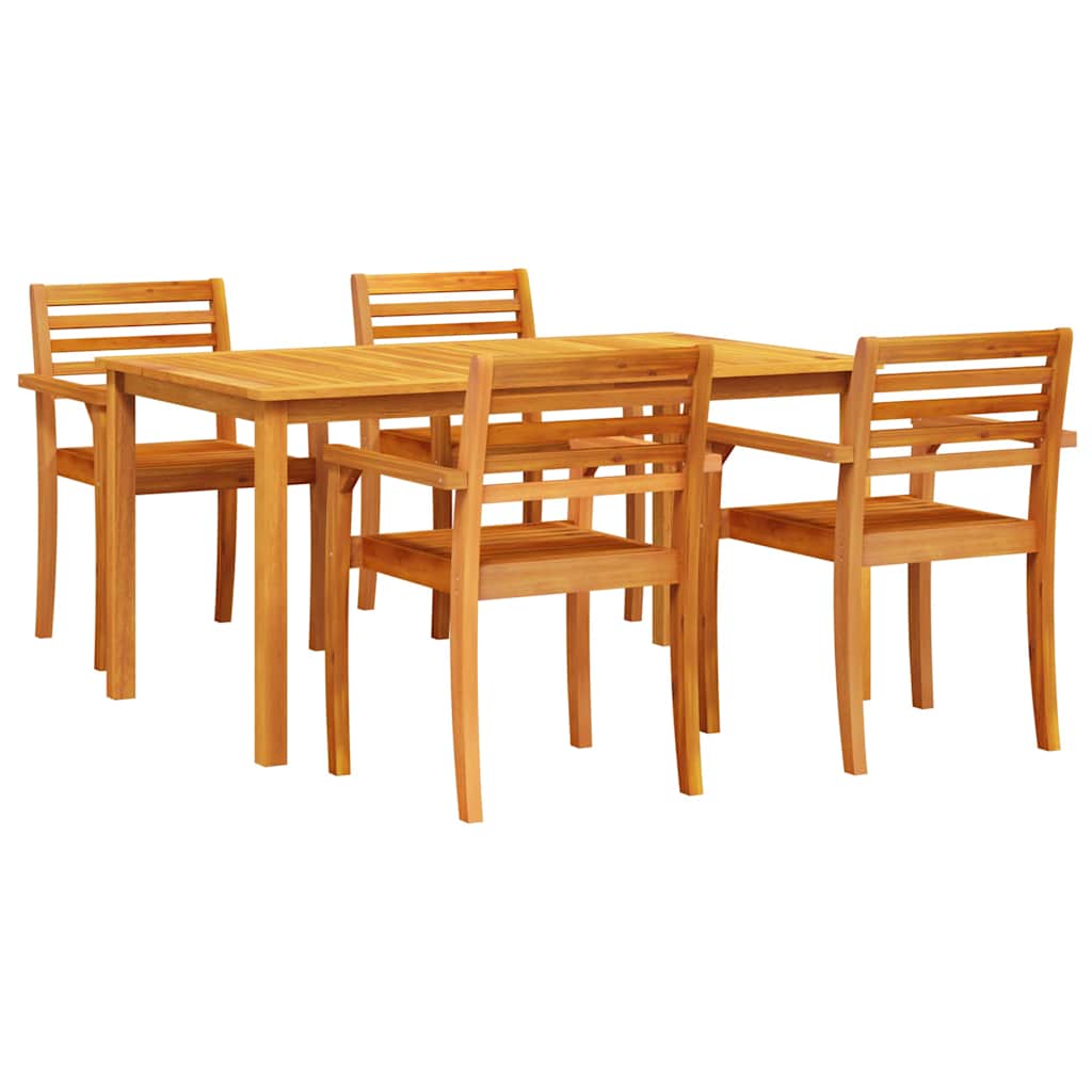 Σέτ φαγητού για κήπο 5 pcs Καφέ Στερεό Ξύλο Ακακίας