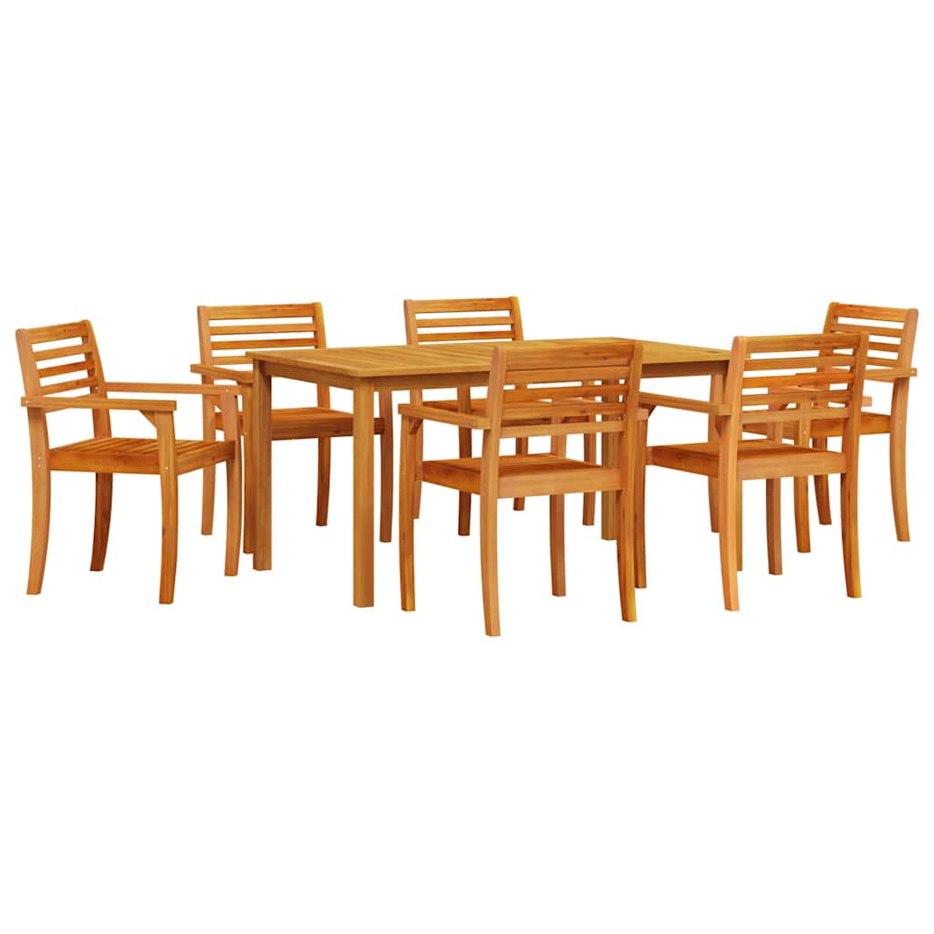 Σέτ φαγητού για κήπο 7 pcs Καφέ Στερεό Ξύλο Ακακίας