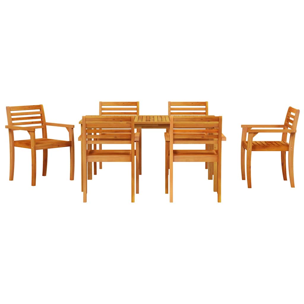 Σέτ φαγητού για κήπο 7 pcs Καφέ Στερεό Ξύλο Ακακίας
