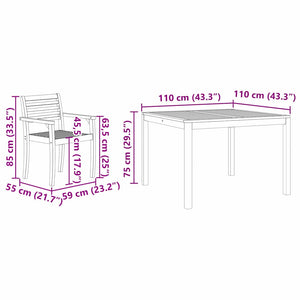 Σέτ φαγητού για κήπο 3 pcs Καφέ Στερεό Ξύλο Ακακίας - Pakobazaar