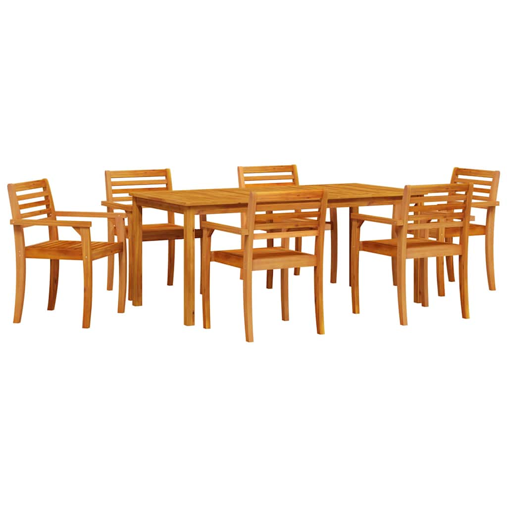 Σέτ φαγητού για κήπο 7 pcs Καφέ Στερεό Ξύλο Ακακίας