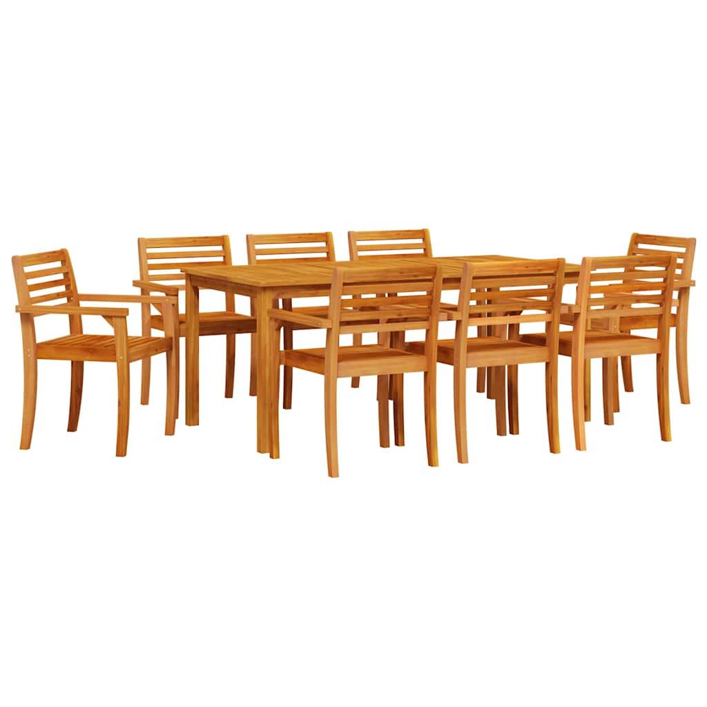 Σέτ φαγητού για κήπο 9 pcs Καφέ Στερεό Ξύλο Ακακίας