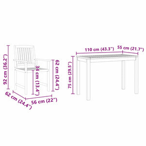 Σέτ φαγητού για κήπο 3 pcs Καφέ Στερεό Ξύλο Ακακίας - Pakobazaar