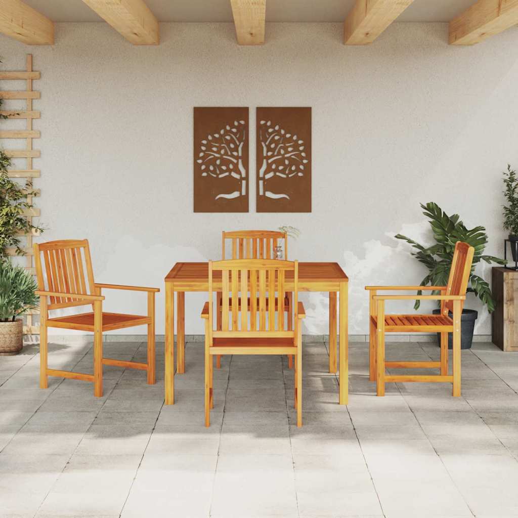 Σέτ φαγητού για κήπο 5 pcs Καφέ Στερεό Ξύλο Ακακίας - Pakobazaar