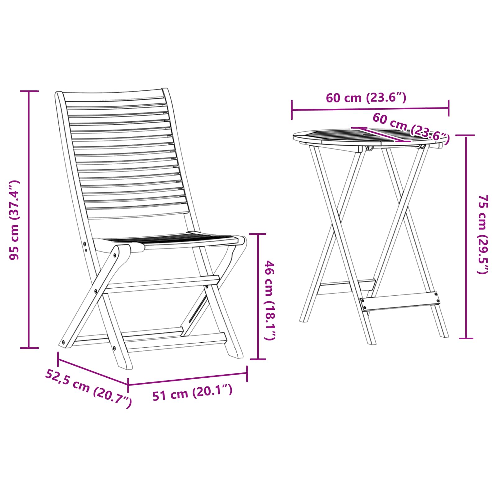 Φορητό Σετ Μπιζερί 3 pcs Καφέ Στερεό Ξύλο Ακακίας - Pakobazaar