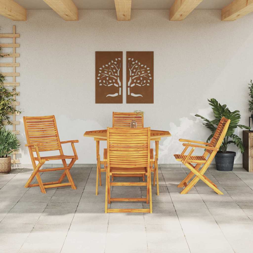 Σέτ φαγητού για κήπο 5 pcs Καφέ Στερεό Ξύλο Ακακίας - Pakobazaar