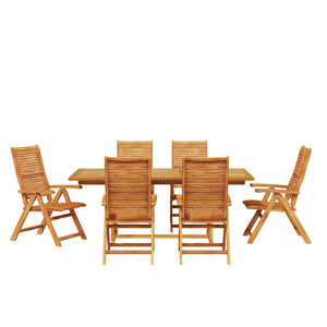 Σέτ φαγητού για κήπο 7 pcs Καφέ Στερεό Ξύλο Ακακίας - Pakobazaar