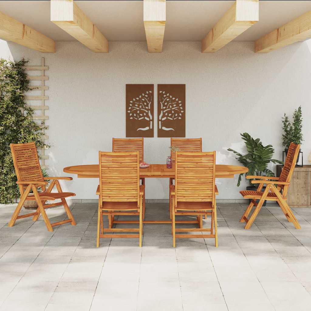 Σέτ φαγητού για κήπο 7 pcs Καφέ Στερεό Ξύλο Ακακίας - Pakobazaar