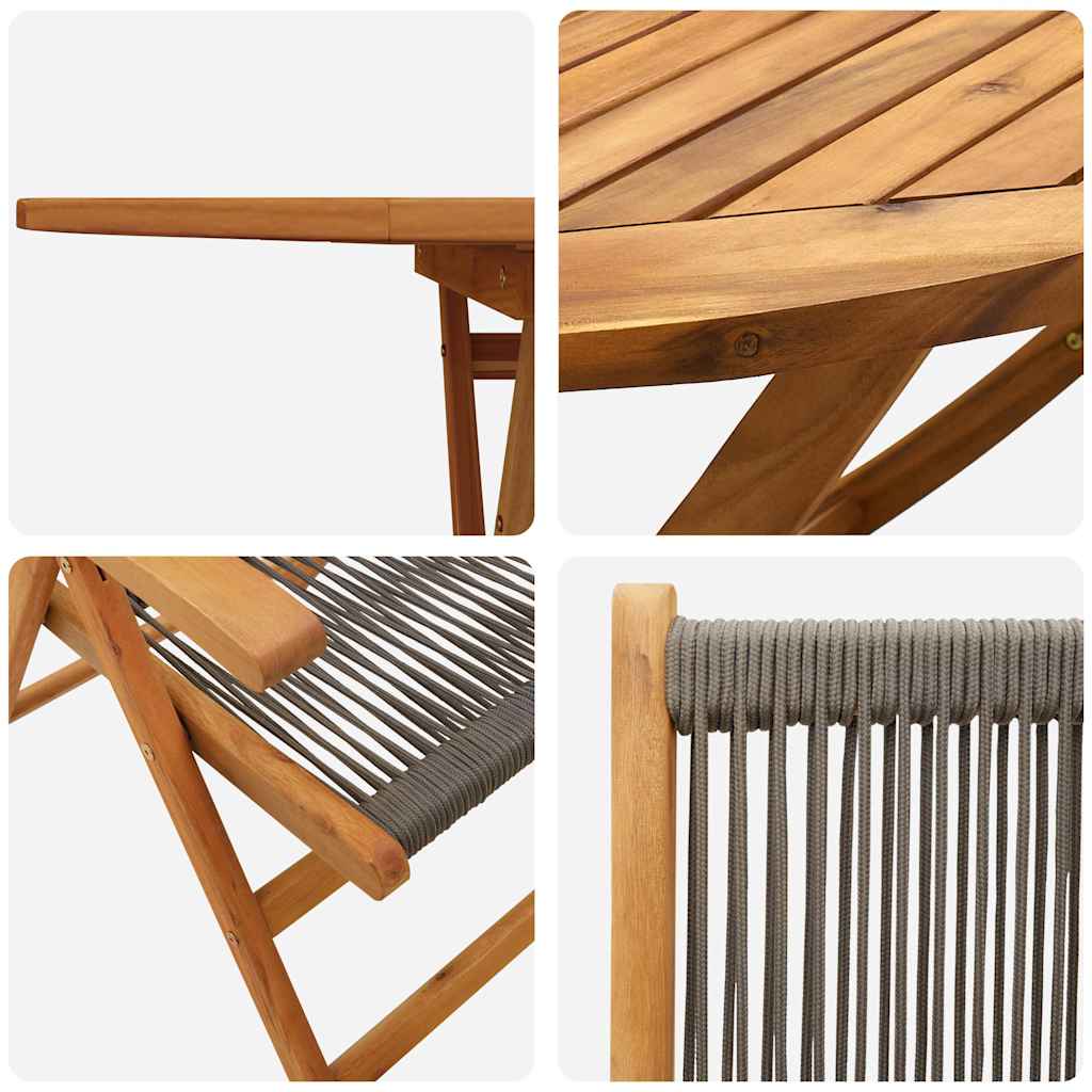 Σέτ φαγητού για κήπο 5 pcs Γκρι Στερεό Ξύλο Ακακίας