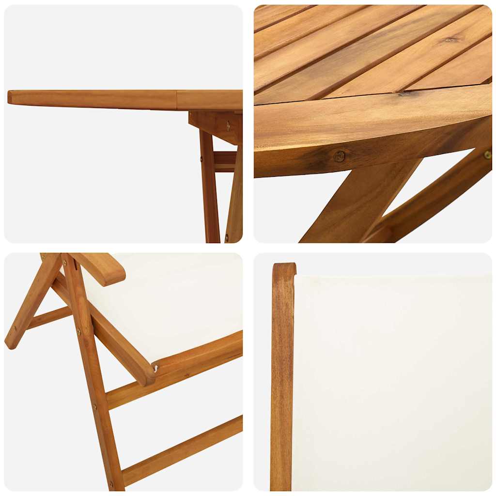 Σέτ φαγητού για κήπο 5 pcs Κρέμες λευκό Στερεό Ξύλο Ακακίας