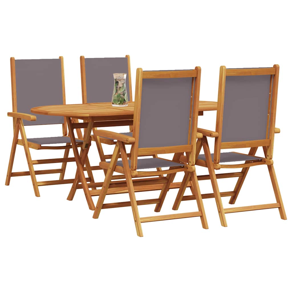 Σέτ φαγητού για κήπο 5 pcs Ανθρακί Στερεό Ξύλο Ακακίας