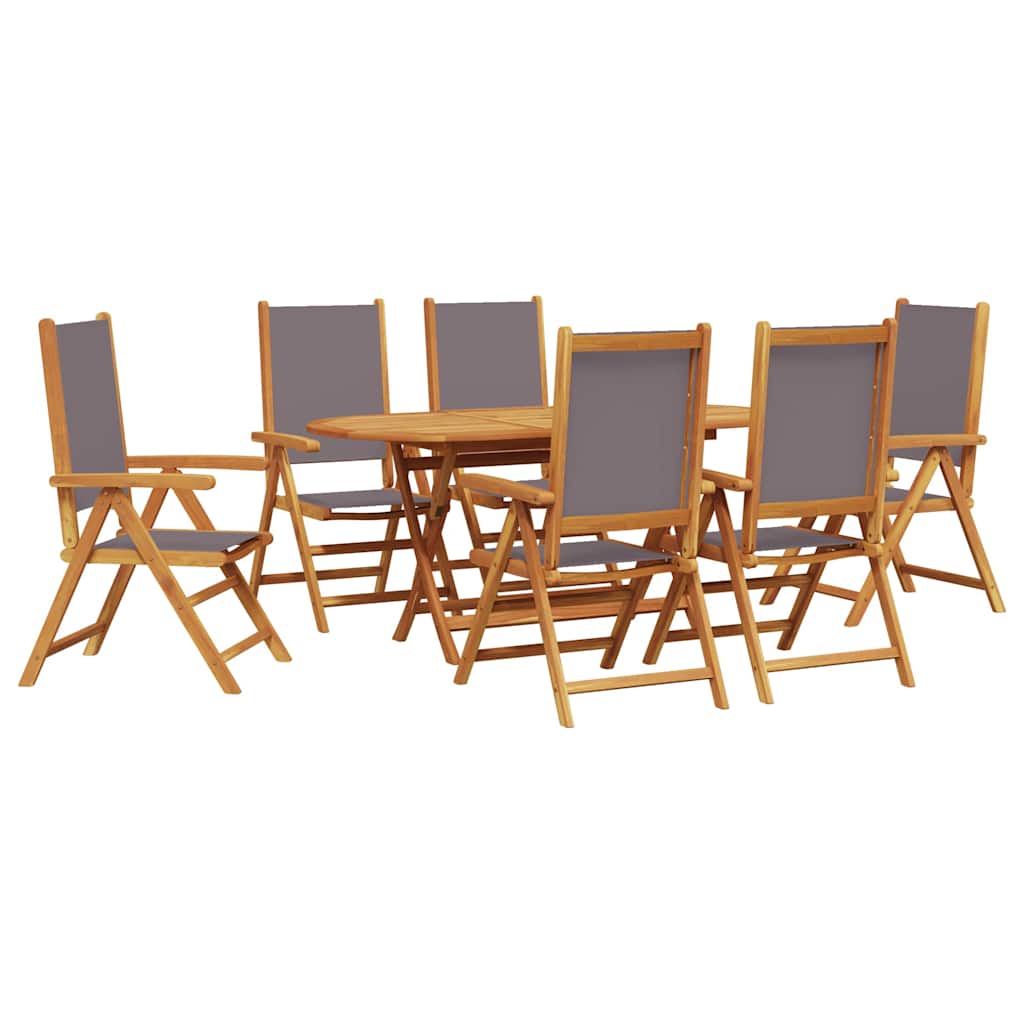 Σέτ φαγητού για κήπο 7 pcs Ανθρακί Στερεό Ξύλο Ακακίας - Pakobazaar