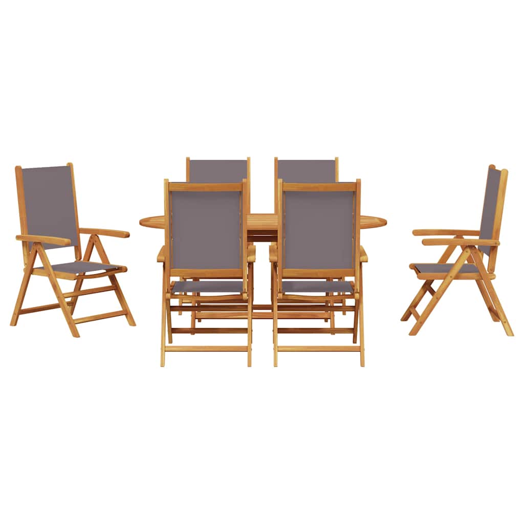 Σέτ φαγητού για κήπο 7 pcs Ανθρακί Στερεό Ξύλο Ακακίας - Pakobazaar