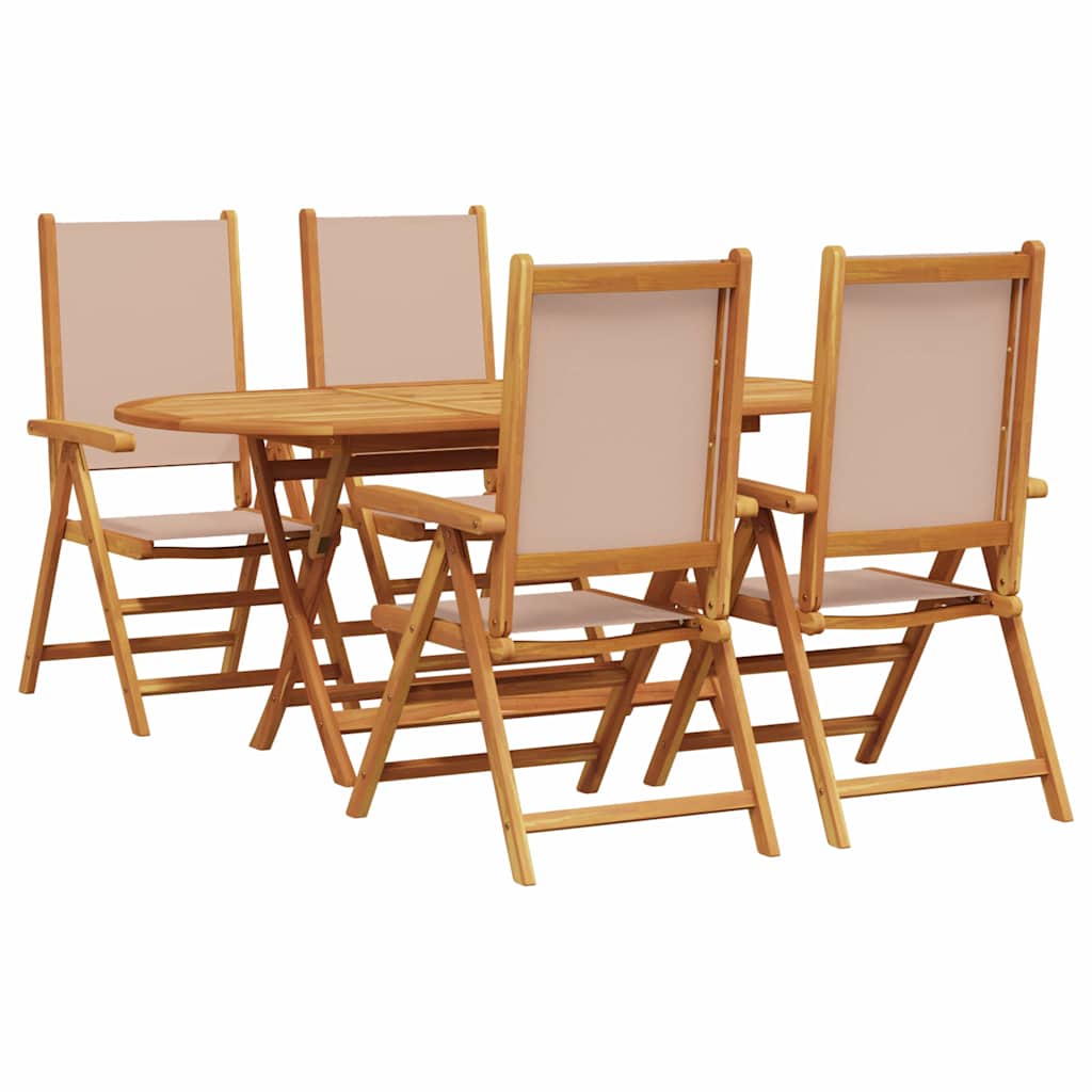 Σέτ φαγητού για κήπο 5 τμχ. Taupe Στερεό Ξύλο Ακακίας - Pakobazaar