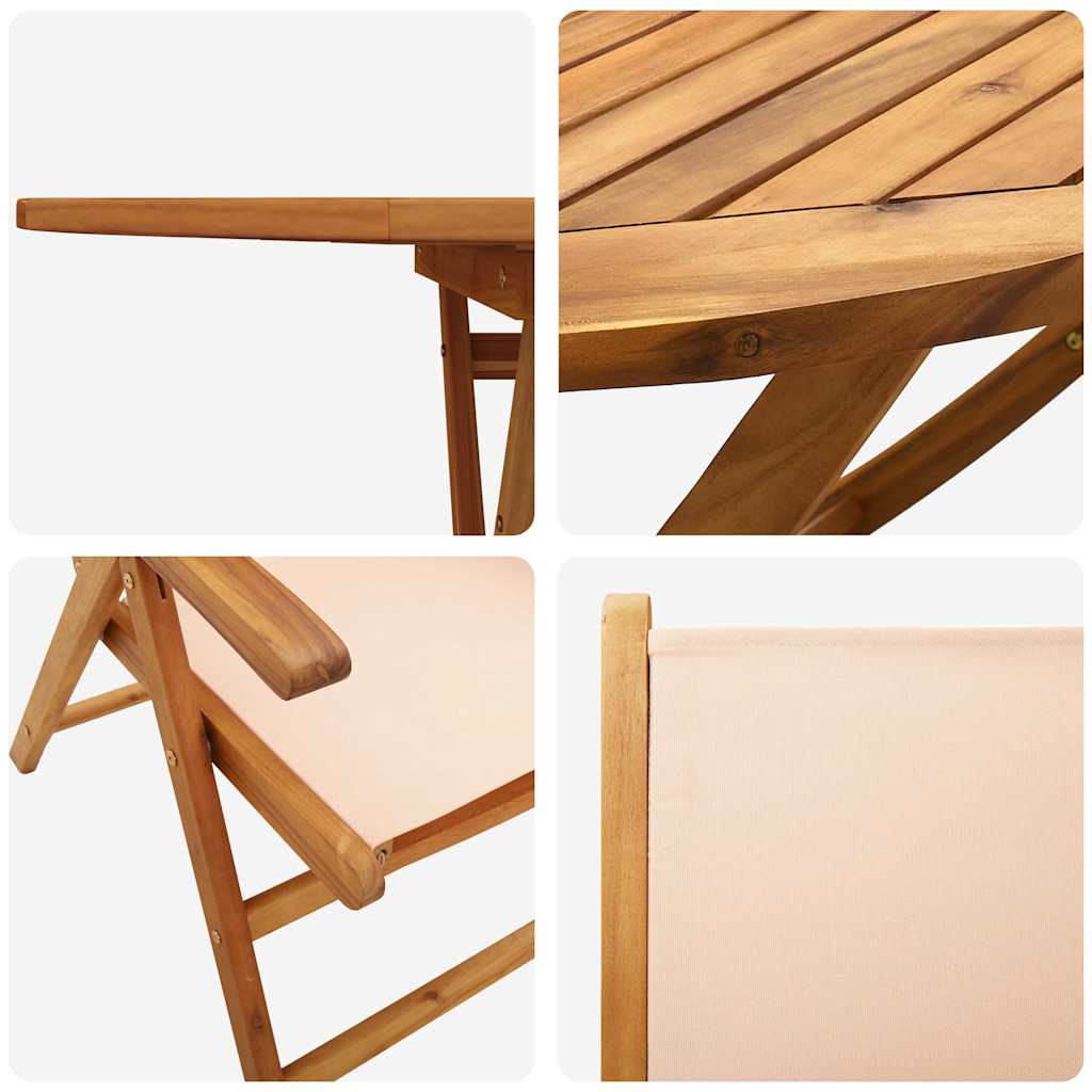 Σέτ φαγητού για κήπο 5 pcs Μπεζ Στερεό Ξύλο Ακακίας