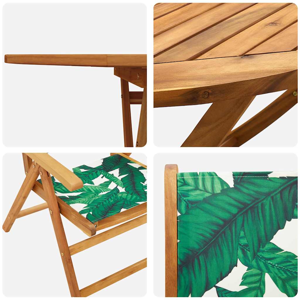 Σέτ φαγητού για κήπο 5 pcs Σχέδιο Φύλλου Στερεό Ξύλο Ακακίας