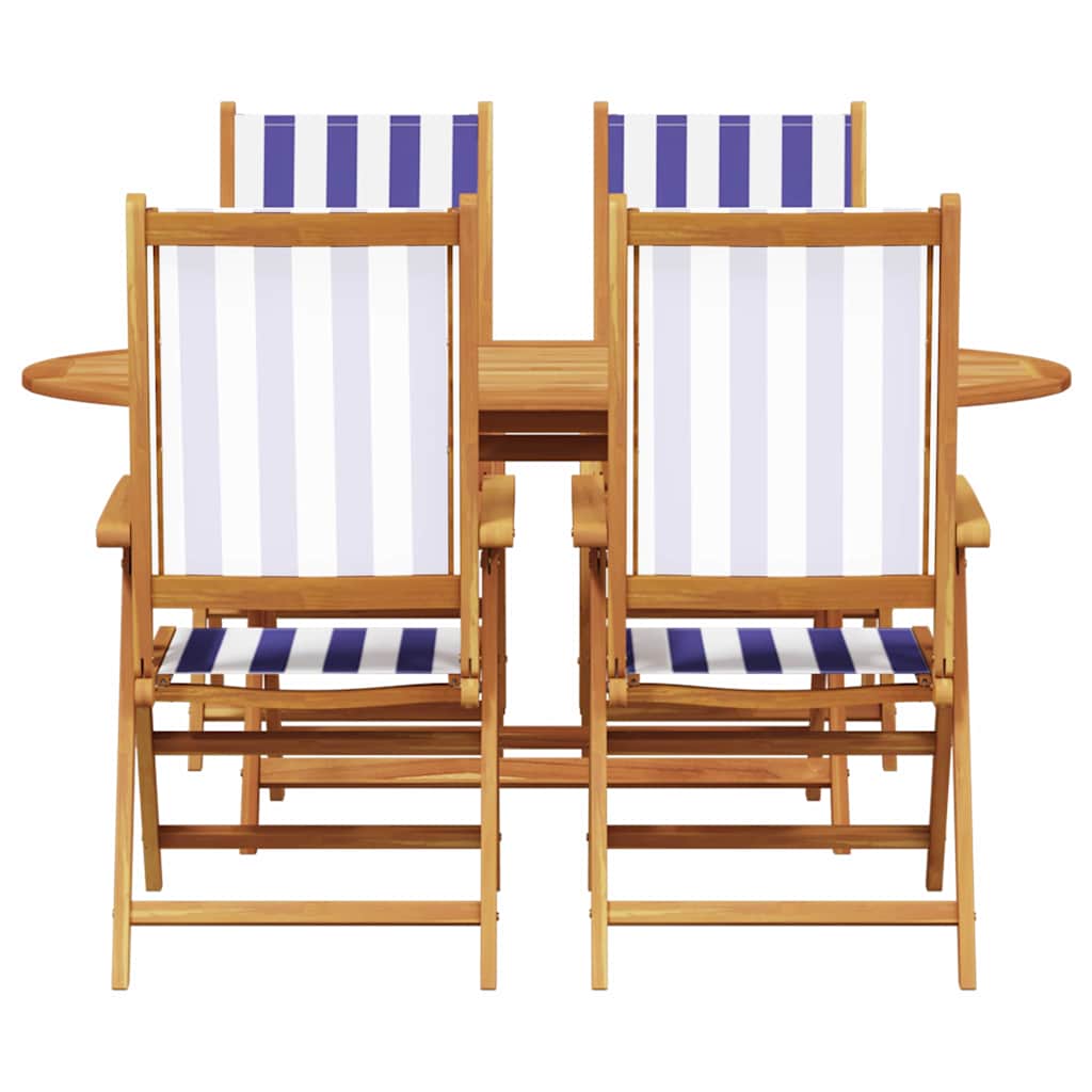 Σέτ φαγητού για κήπο 5 pcs Μπλε και άσπρο Στερεό Ξύλο Ακακίας