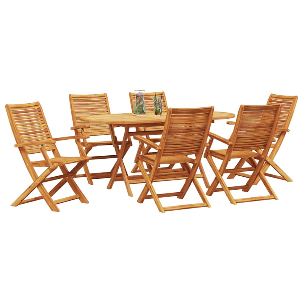 Σέτ φαγητού για κήπο 7 pcs Καφέ Στερεό Ξύλο Ακακίας - Pakobazaar