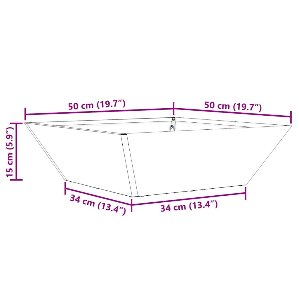Γλάστρα Κήπου Λευκό 50 x 50 x 15 cm Ψυχρής έλασης χάλυβας