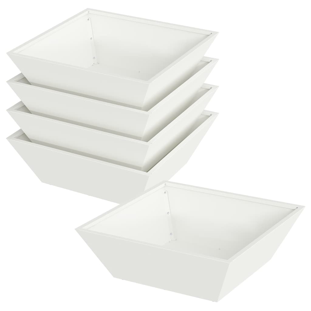 Γλάστρα Κήπου 5 pcs Λευκό 50 x 50 x 15 cm Ψυχρής έλασης χάλυβας