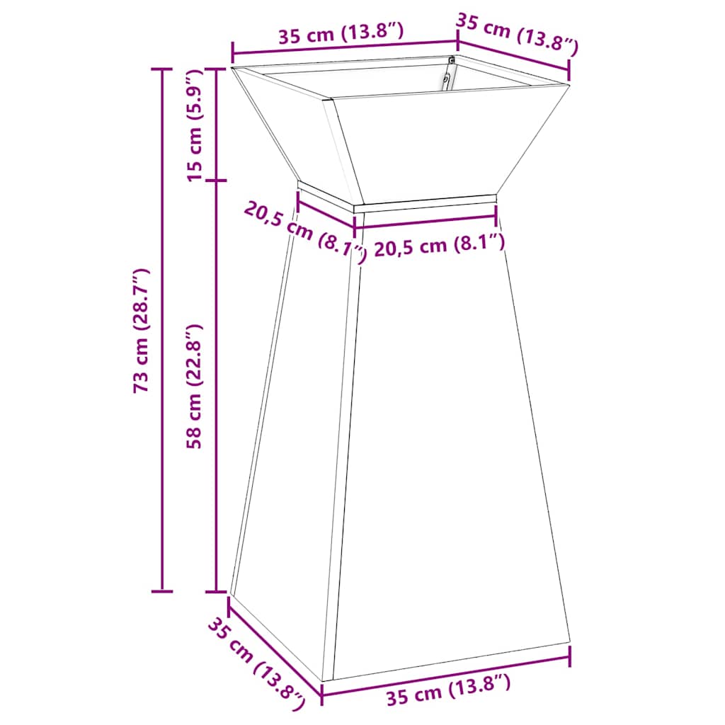 Γλάστρα Πυλώνας Ασημί 35 x 35 x 73 εκ. - Pakobazaar