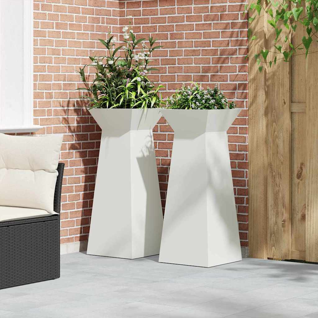 Γλάστρα Πυλώνας 2 pcs Λευκό 40 x 40 x 100 cm - Pakobazaar