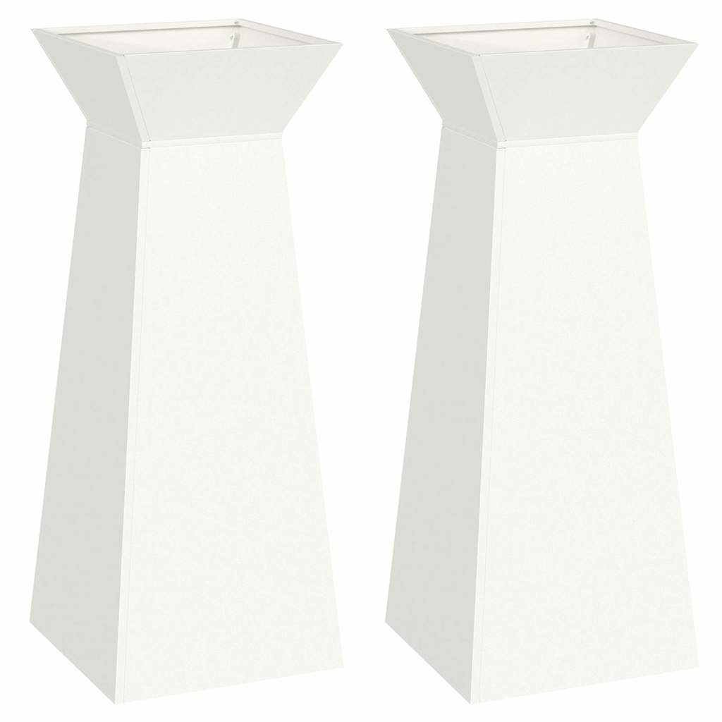 Γλάστρα Πυλώνας 2 pcs Λευκό 40 x 40 x 100 cm - Pakobazaar