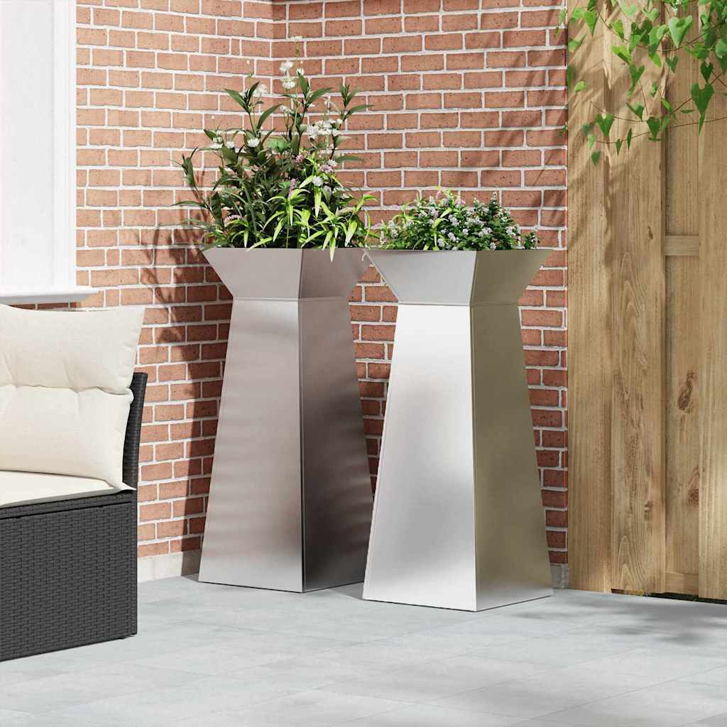 Γλάστρα Πυλώνας 2 pcs Ασημί 40 x 40 x 100 cm