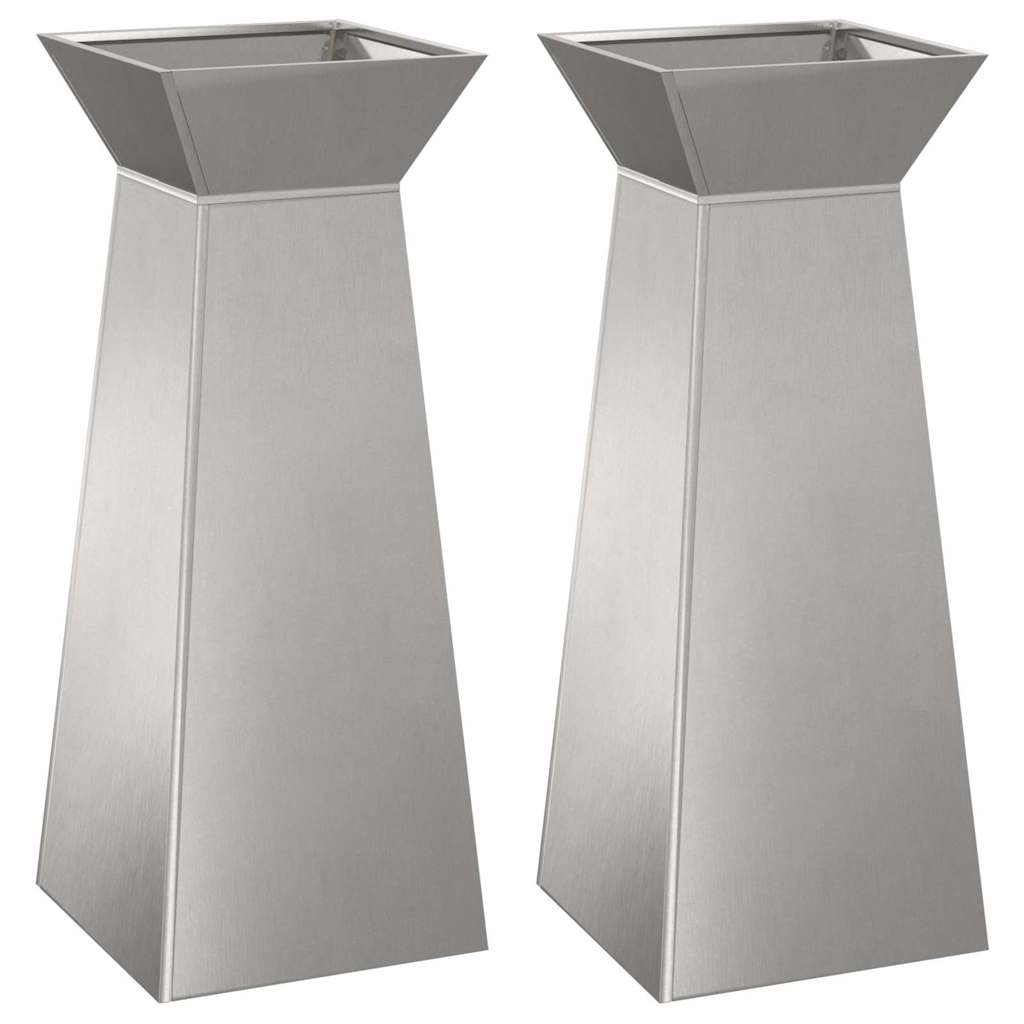 Γλάστρα Πυλώνας 2 pcs Ασημί 40 x 40 x 100 cm