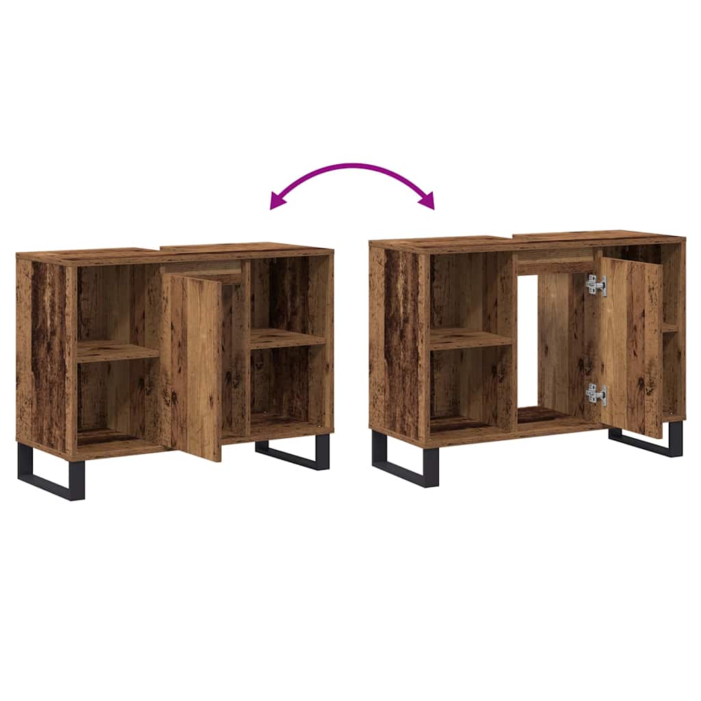 Ντουλάπι Μπάνιου Παλιό Ξύλο 80 x 33 x 60 εκ Επεξεργασμένο ξύλο - Pakobazaar