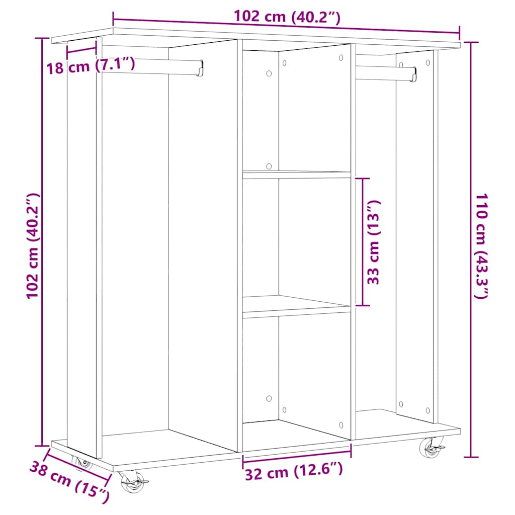 Ντουλάπι Παλαιωμένο ξύλο 102 x 38 x 110 εκ. Επεξεργασμένο Ξύλο