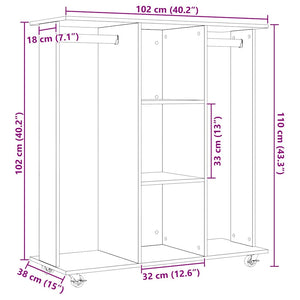 Ντουλάπα Μαύρη δρυς 102 x 38 x 110 εκ. Επεξεργασμένο ξύλο - Pakobazaar