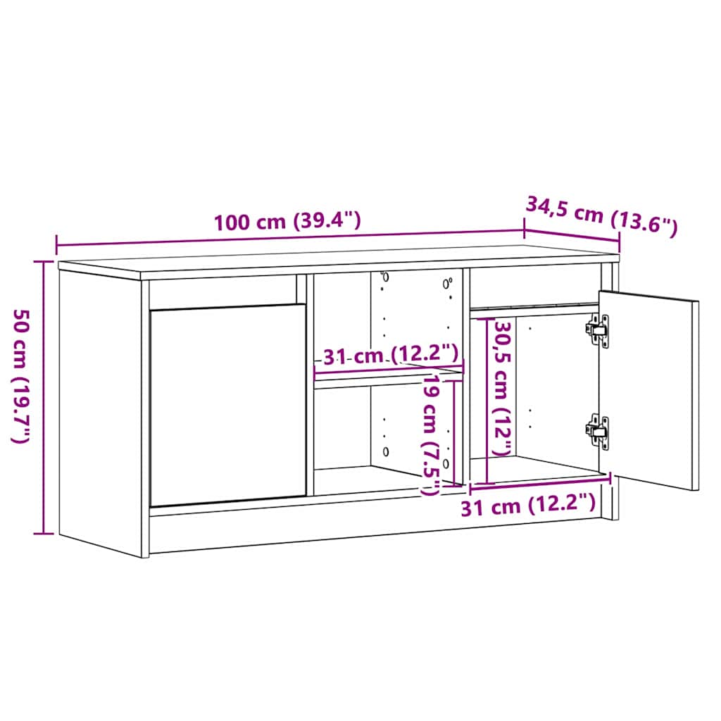 Μονάδες TV Καφέ 100 x 34 x 50 εκ Επεξεργασμένο ξύλο - Pakobazaar