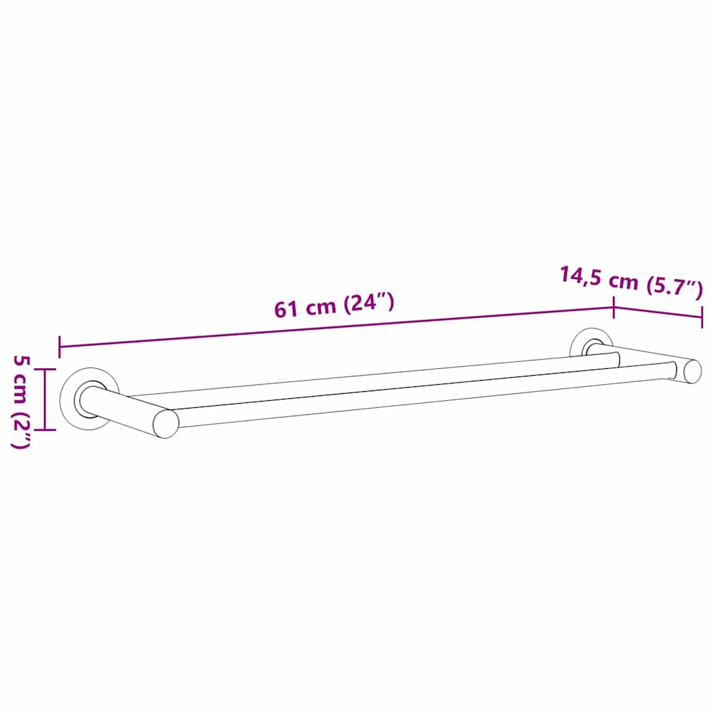 Ράφι Πετσέτας Μαύρο 61 x 14,5 x 5 εκ Ανοξείδωτο ατσάλι - Pakobazaar